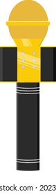 Golden mic, illustration, vector on a white background.