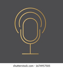 icono de micrófono dorado- ilustración vectorial