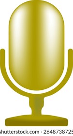 Ícone de microfone dourado - Gravação de voz e símbolo de podcast