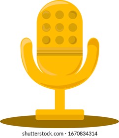 Goldenes Mikrofon, Illustration, Vektorillustration auf weißem Hintergrund.