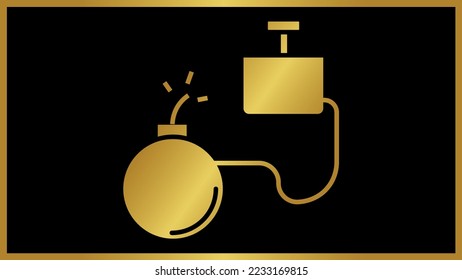 Silhouette de armas explosivas con bombas de minas de oro.arma explosiva con bomba de color de oro.Isolación Isolación Mina de oro bomba ilustración de vector explosivo.