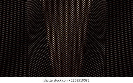 Golden minimal dotted lines abstract futuristic tech background. Vector digital art design