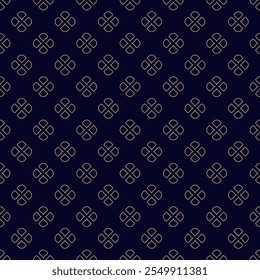 Golden minimal floral geometric seamless pattern. Subtle vector black and gold abstract background with small outline flowers. Simple minimalist ornament texture. Luxury repeating geo design for decor