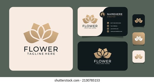 Golden minimal flower logo for spa and hotel