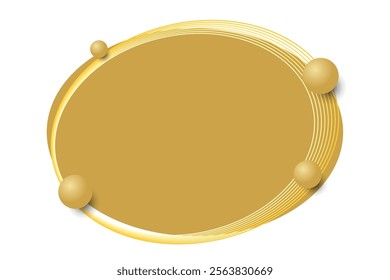 Golden Minimal Frame With Geometric Shape. Technology Banner. Vector Illustration. Abstract Business Wallpaper