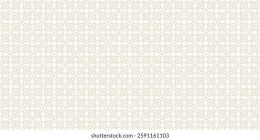 Golden minimal seamless pattern. Luxury gold outline vector geometric floral ornament. Abstract background texture with small flower silhouettes, leaves, thin lines. Repeated modern linear design