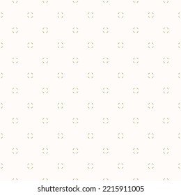 Golden minimalist vector seamless pattern. Simple floral geometric texture. Abstract luxury minimal background with small flower shapes, dots. Elegant repeat design for decor, print, wallpaper, fabric