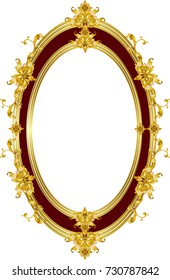 golden mirror frame with floral vector  design victorian style gold  metal  decorated