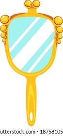 Golden mirror, illustration, vector on white background