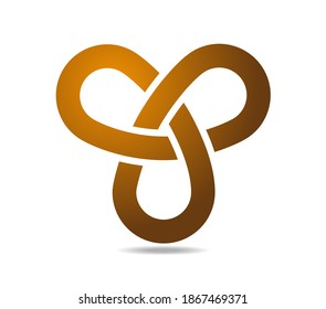 Golden Mobius Loop With Three Elements. Road Junction, Traffic