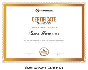 Golden modern certificate template with luxury and elegant texture modern pattern,diploma,Vector illustration
