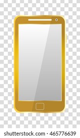 Golden modern mobile phone isolated. Vector illustration