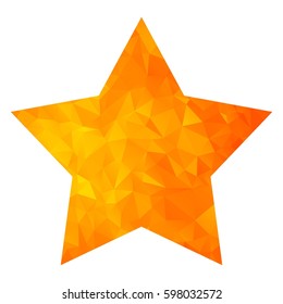Golden modern polygonal icon for business. Triangle star. Flat vector cartoon illustration. Objects isolated on a white background.