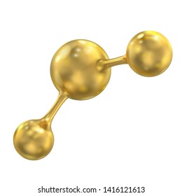 Golden molecule model. Vector illustration isolated on white background.