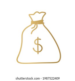 golden money bag icon- vector illustration