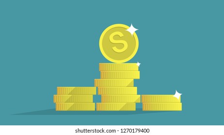 Golden money coins in growth style for business wallpaper,background,backdrop