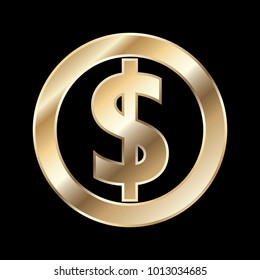 Golden Money icon vector
