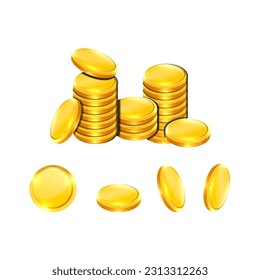 golden money payment vector set. golden coin vector isolated on white background
