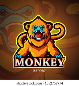 Golden monkey esport logo mascot design
