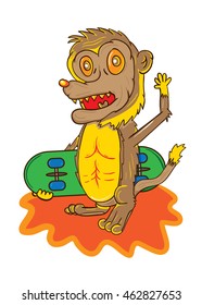 golden monkey with skate board
