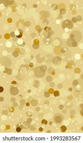 Golden monochrome abstract background Different size and color bubbles Vertical vector illustration