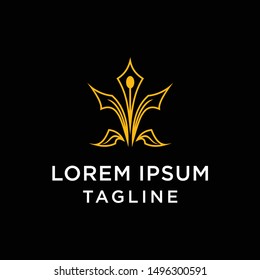 Golden and monochrome leaf and people design logo. Abstract emblem design concept, logotype element.