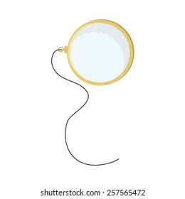 Golden monocle with string vector isolated, hipster style, retro