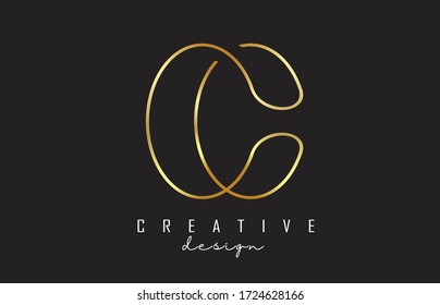 Golden Monogram C Letter Logo with luxury and precious design. Graphic golden C icon. Creative C Vector Illustration.
