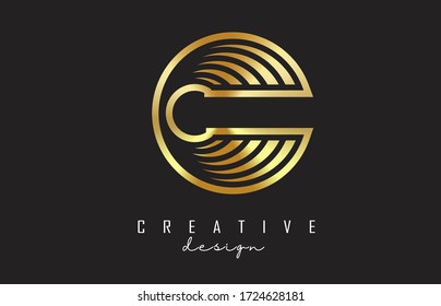 Golden Monogram C Letter Logo with luxury design. Graphic golden C icon. Graphic golden C icon. Creative C Vector Illustration.
