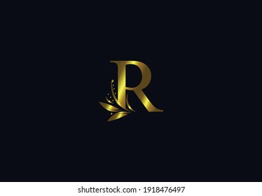 Golden Monogram Flourishes Letter Logo Manual Elegant Minimalism