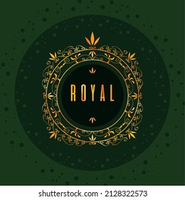 golden monogram green background postcard