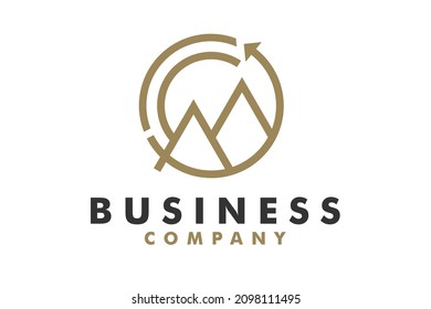 Golden Monogram Iniciales Letra C M CM o MC de diseño de logotipo de lujo premium inspiración