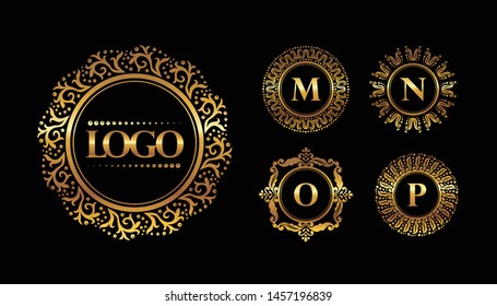 Golden Monogram Letter Logo Frame 