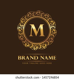 Golden Monogram Letter Logo Frame 