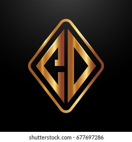 Golden monogram logo curved oval shape initial letter CD logo vector