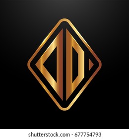 Golden monogram logo curved oval shape initial letter do logo vector
