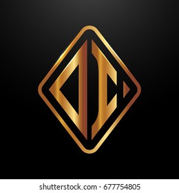 Golden monogram logo curved oval shape initial letter di logo vector

