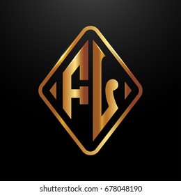 Golden monogram logo curved oval shape initial letter fl logo vector