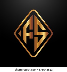 Golden monogram logo curved oval shape initial letter fs logo vector