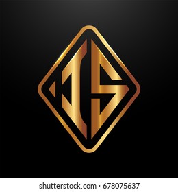 Golden monogram logo curved oval shape initial letter is logo vector