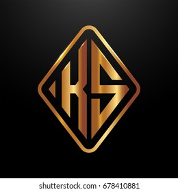 Golden monogram logo curved oval shape initial letter ks logo vector