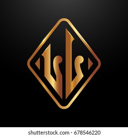 Golden monogram logo curved oval shape initial letter ll logo vector