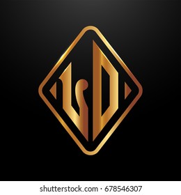 Golden monogram logo curved oval shape initial letter lo logo vector