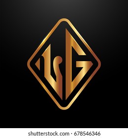 Golden monogram logo curved oval shape initial letter lg logo vector