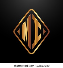 Golden monogram logo curved oval shape initial letter mi logo vector