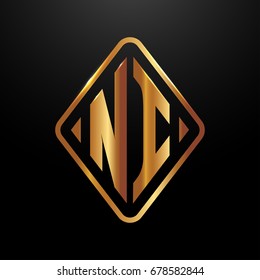 Golden monogram logo curved oval shape initial letter ni logo vector
