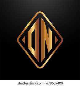 Golden monogram logo curved oval shape initial letter on logo vector