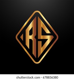 Golden monogram logo curved oval shape initial letter rs logo vector
