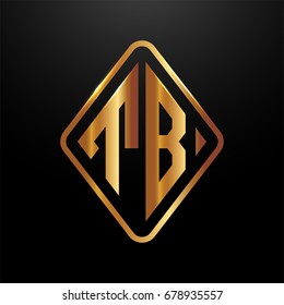 Golden monogram logo curved oval shape initial letter tb logo vector