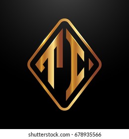 Golden monogram logo curved oval shape initial letter ti logo vector